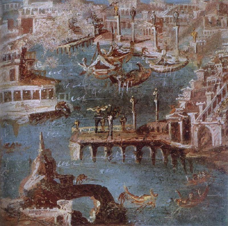 unknow artist Wall painting of a harbour from Stabiae